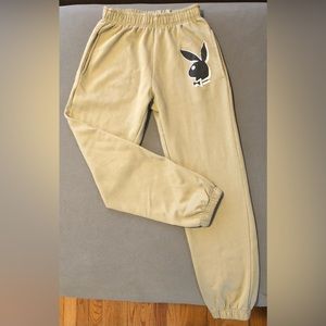 Authentic PLAYBOY Joggers-size S/small-UNISEX/Men's/Women's-Khaki color
